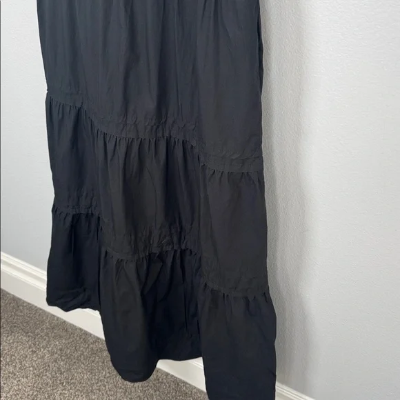Quince Organic Poplin Cotton Black Tiered Maxi Dress with Pickets size medium - Picture 5 of 10